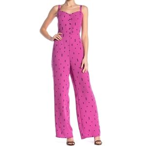 MELLODAY – Button Detail Woven Jumpsuit MAGENTA PRINT